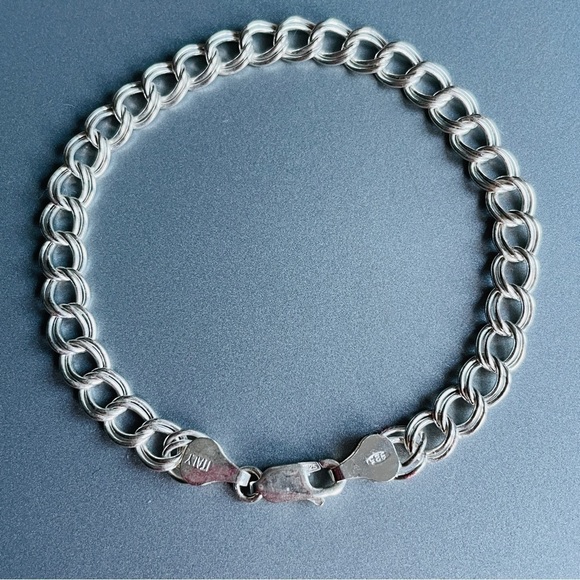 Double Link Interlocking Circles Sterling Silver Chain Italian Charm Bra… - Picture 1 of 8